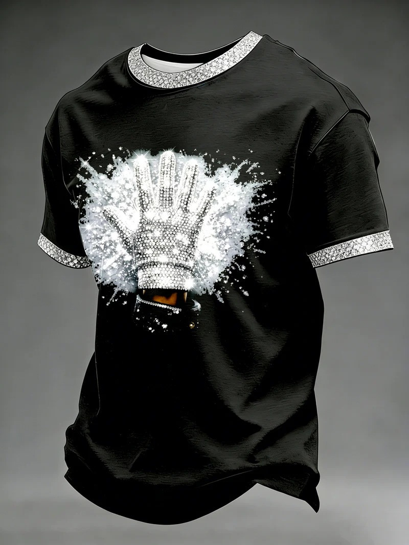Michael Jackson Sequin Glove T-Shirt King Of Pop Tribute Clothing Gift For MJ Fan