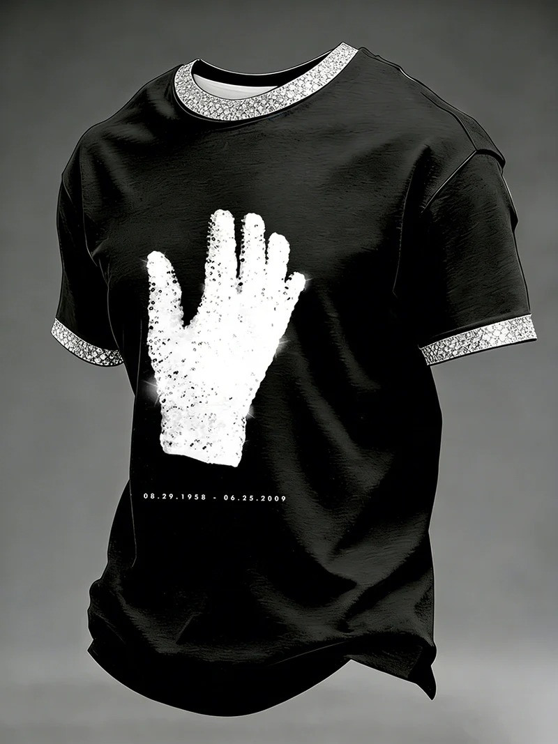 Michael Jackson Sequin Glove Tribute T-Shirt King Of Pop Memorial Clothing Gift For Fans