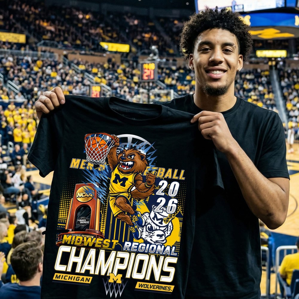 Michigan 2026 Basketball Final Four T-Shirt March Madness Clothes Basketball Gear