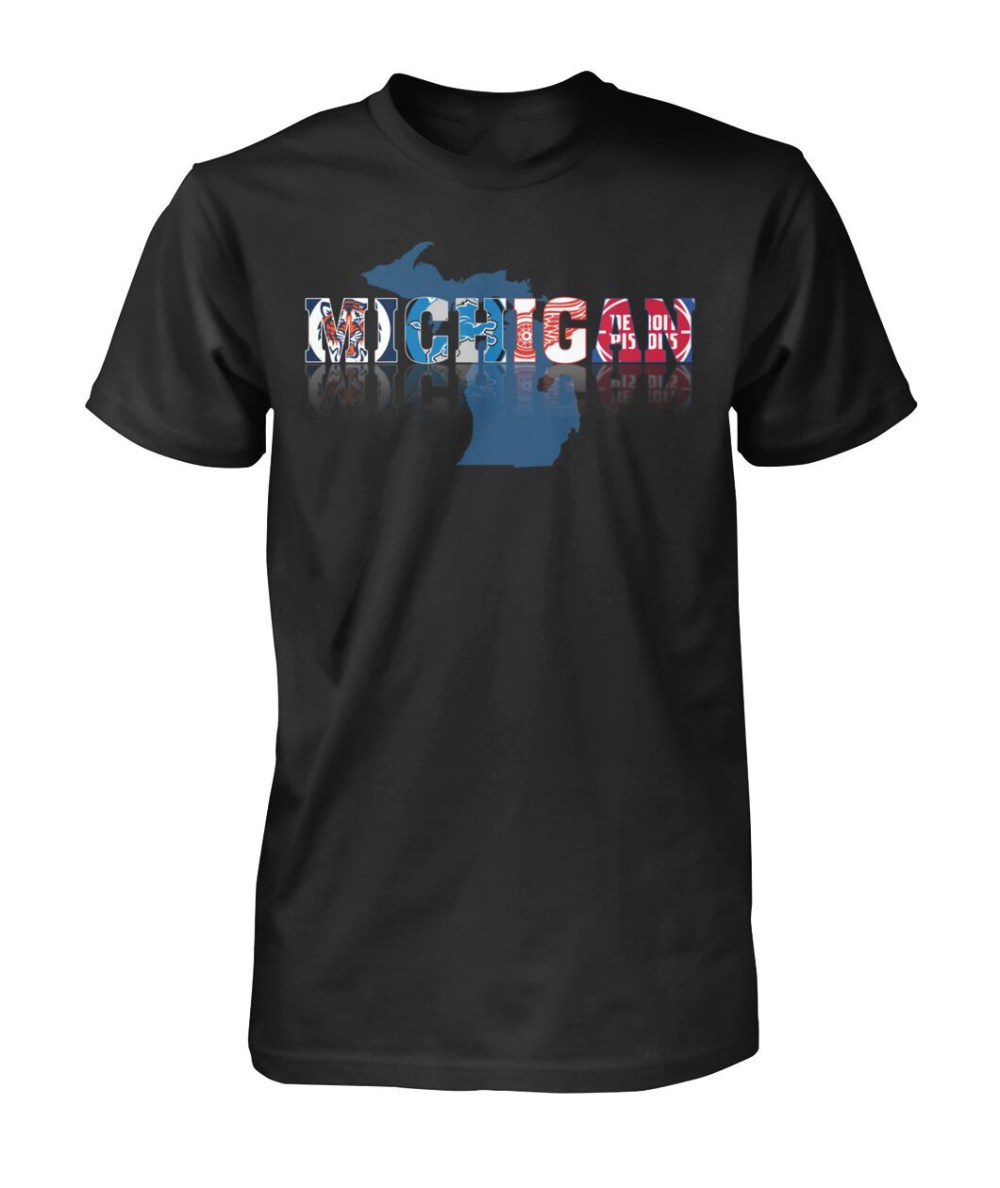 Michigan Multi Sport Mashup T-Shirt Game Day Clothing Sport Fans Gift For Boyfriend