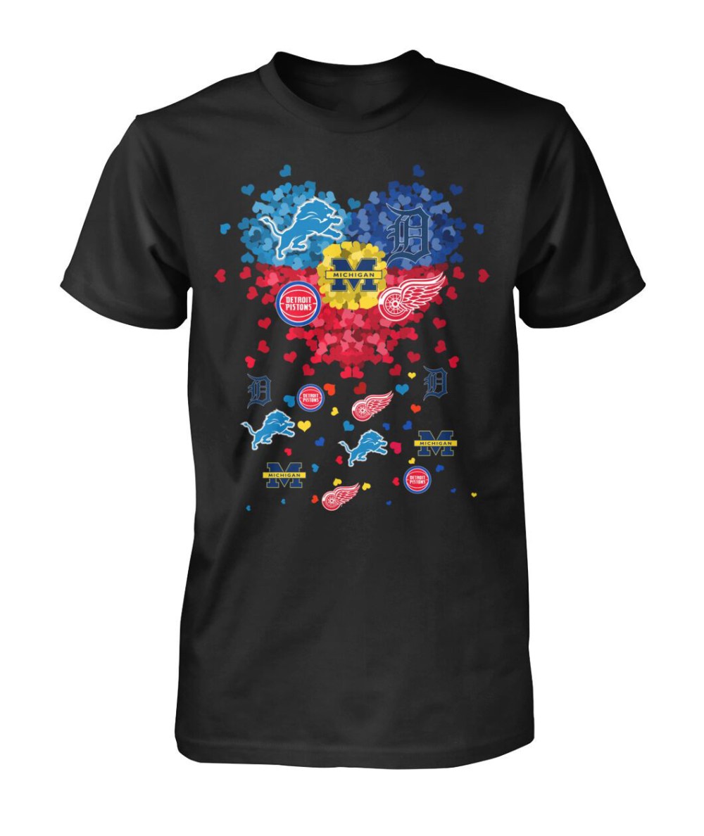 Michigan Multi Sport Mashup T-Shirt Game Day Clothing Sport Lover Gift For Dad Birthday