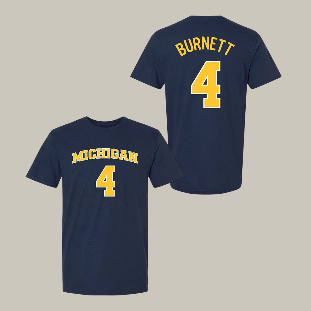 Michigan Wolverines Men's Basketball Burnett 4 T-Shirt March Madness Bracket Clothing