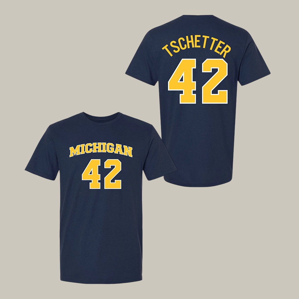 Michigan Wolverines Men's Basketball Tschetter 42 T-Shirt March Madness Bracket Shirt Game Day Gift