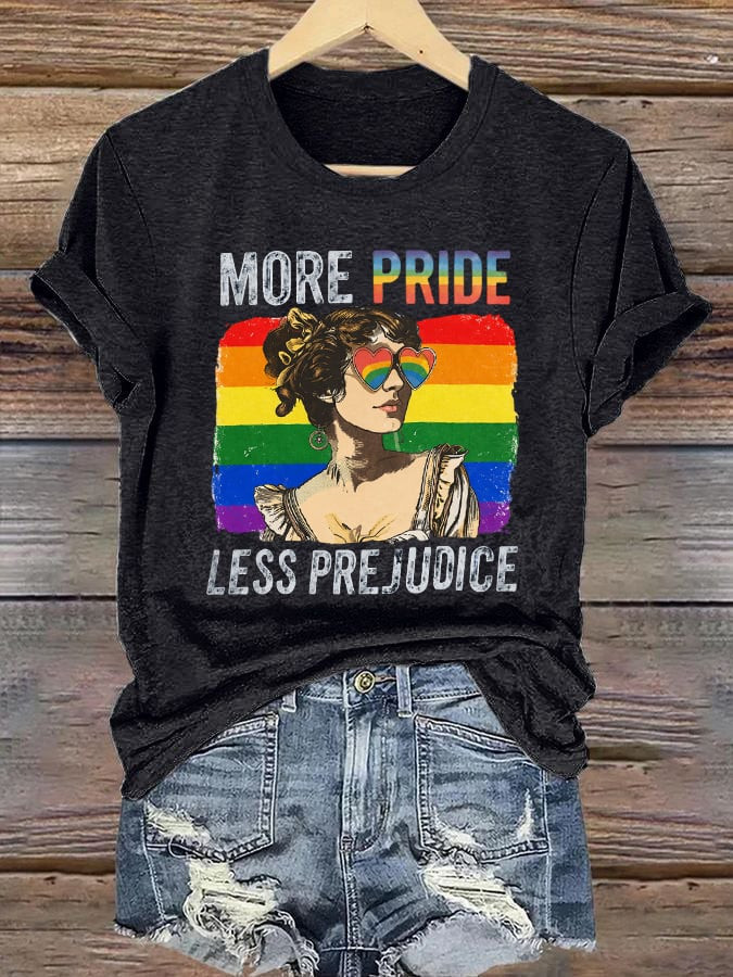 More Pride Less Prejudice T-Shirt Fashion LGBT Clothing Gift For Supporters