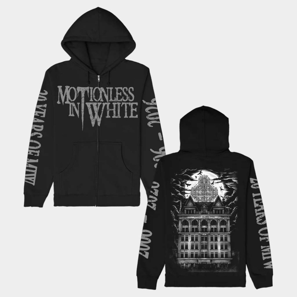 Motionless In White Merch Throwback Logo Zip Up Hoodie Gifts For Fans Music Lovers