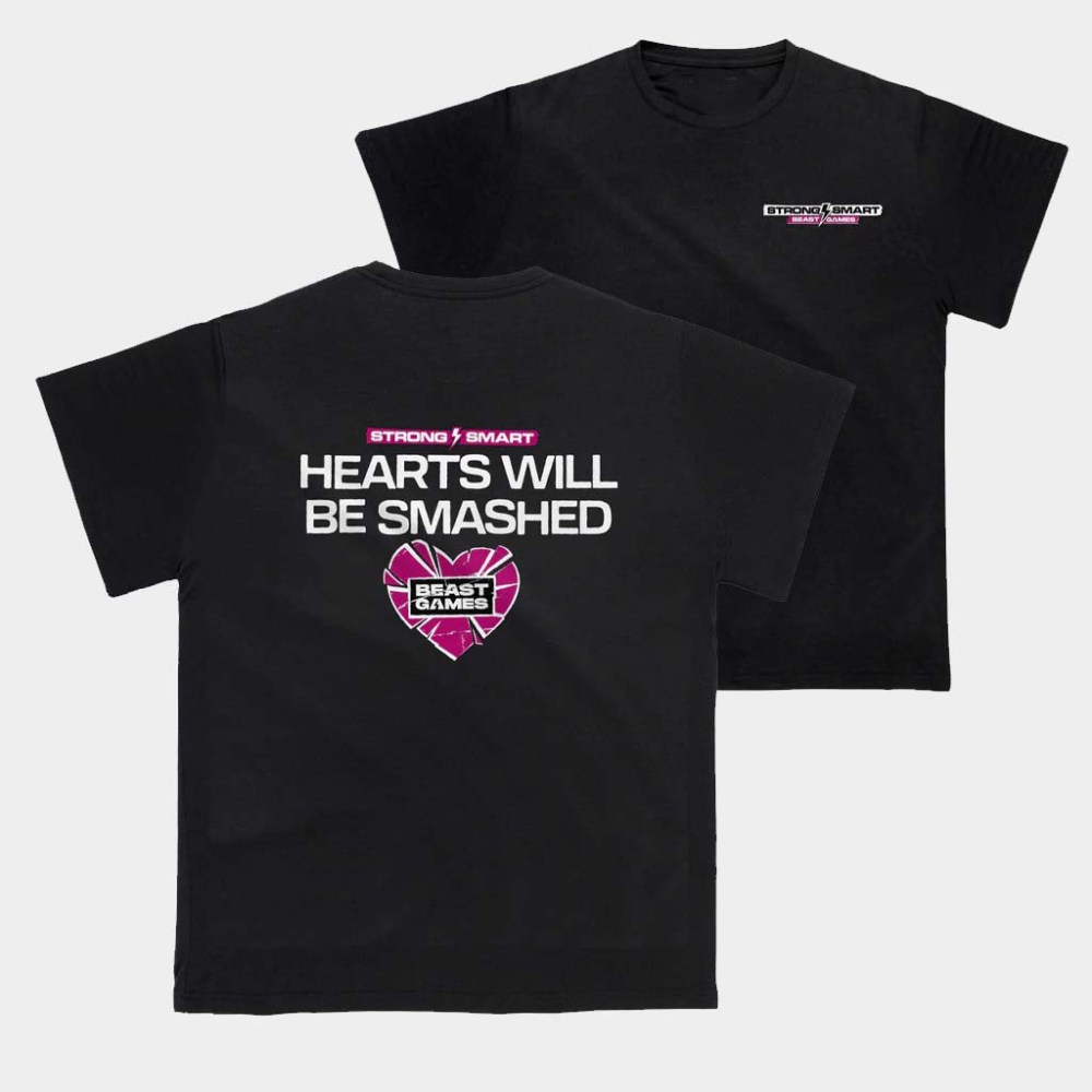 MrBeast Merch Beast Games Hearts Will Be Smashed T-Shirt Gifts For YouTuber Fans