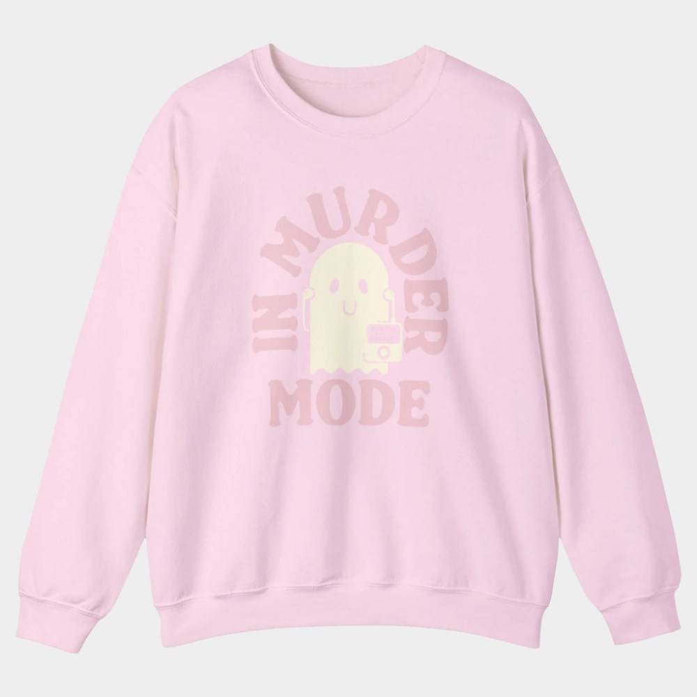 Murder With My Husband Merch Murder Mode Crewneck Pink MWMH Sweatshirt Gifts For Daughter
