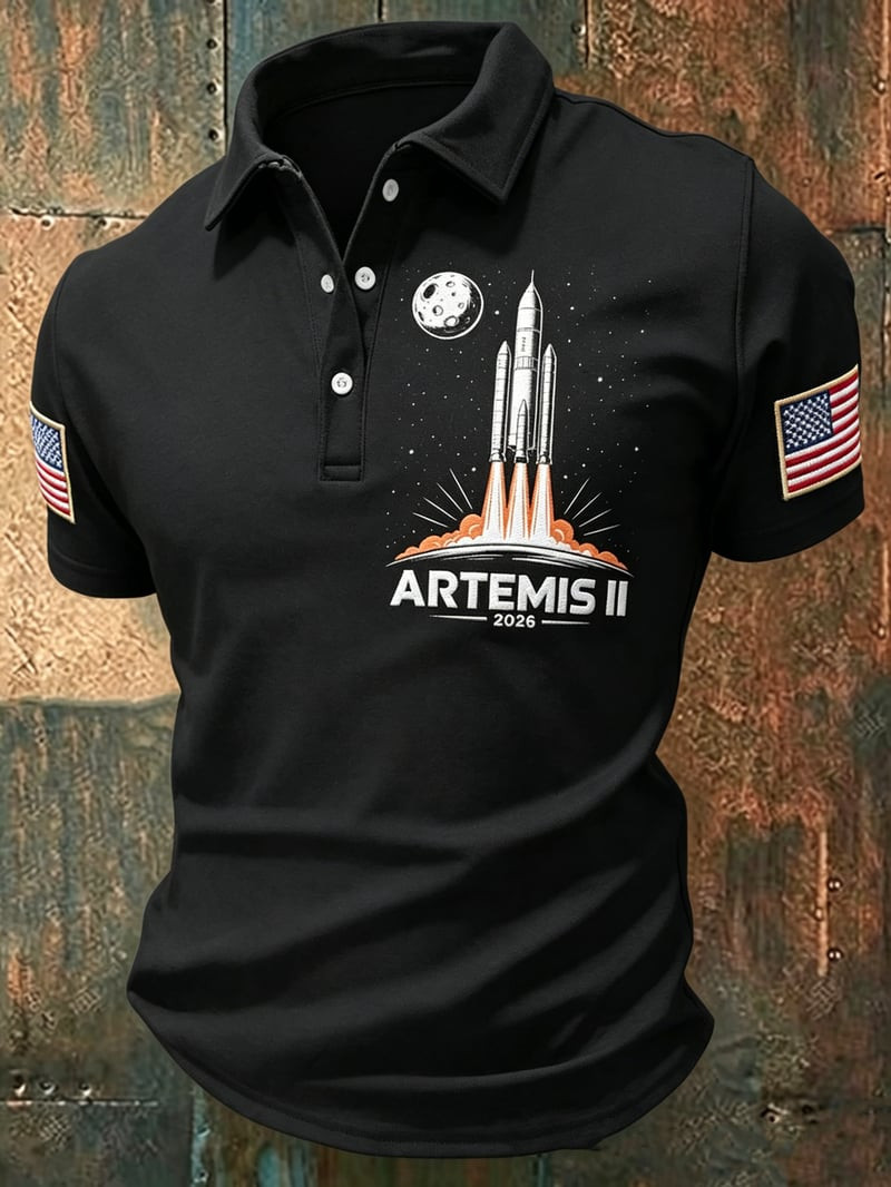 NASA Artemis II 2026 Polo Shirt Commemorative Space Program Clothing NASA Fan Gift