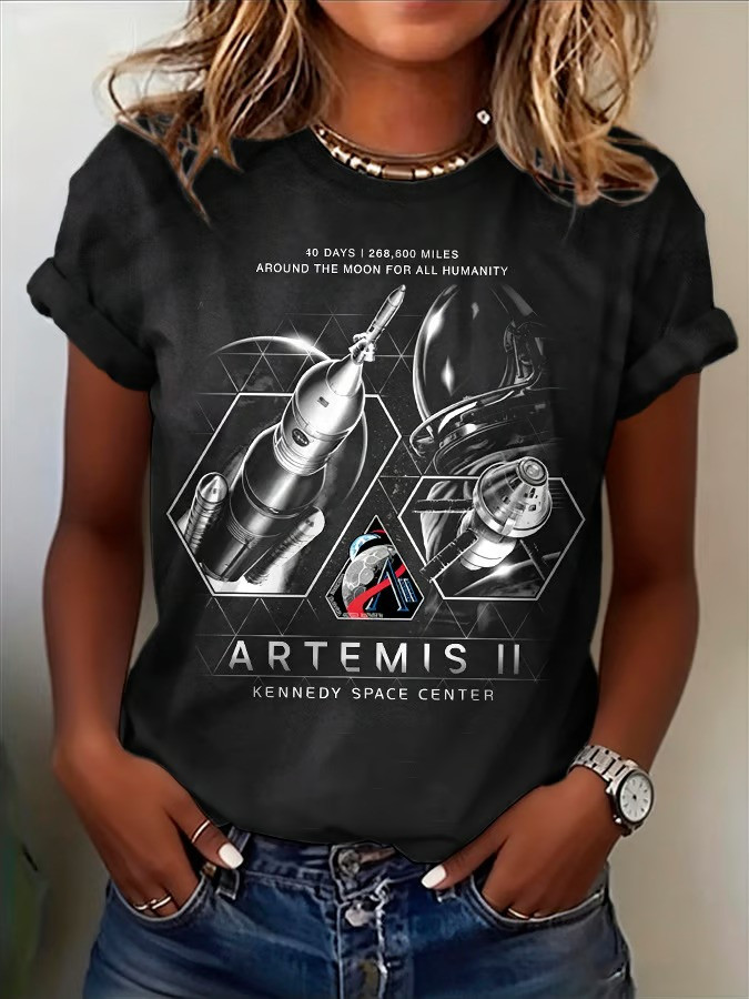 NASA Artemis II Kennedy Space Center T-Shirt Around The Moon For All Humanity Apparel Fan Gift