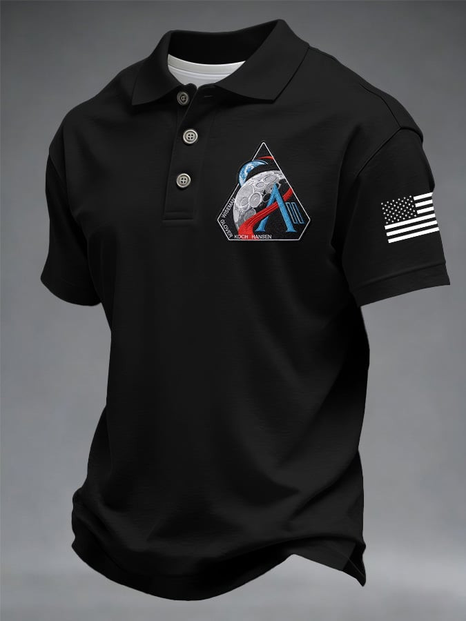 NASA Artemis II Polo Shirt Moon Landing 2026 Commemorative With USA Flag Gift For Space Lover
