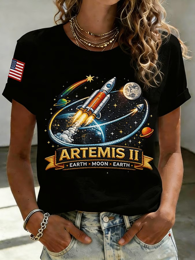 NASA Artemis II Space Mission T-Shirt NASA Inspired 2026 Moon Launch Clothing Gift For Her