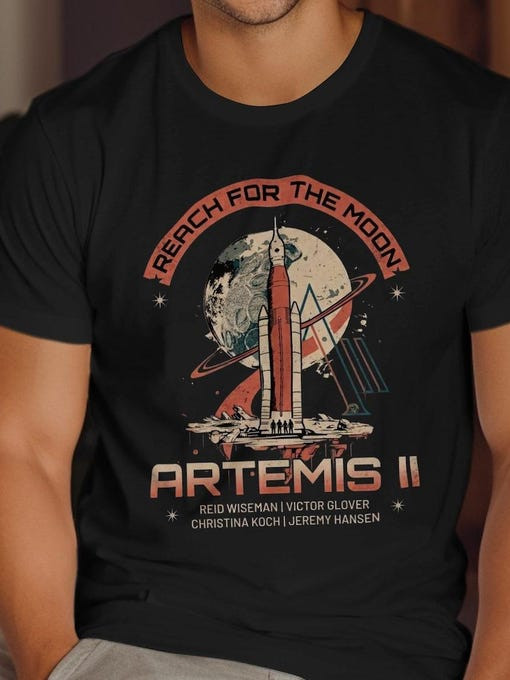NASA Artemis II T-Shirt Reach For The Moon Clothes Science Student Gift