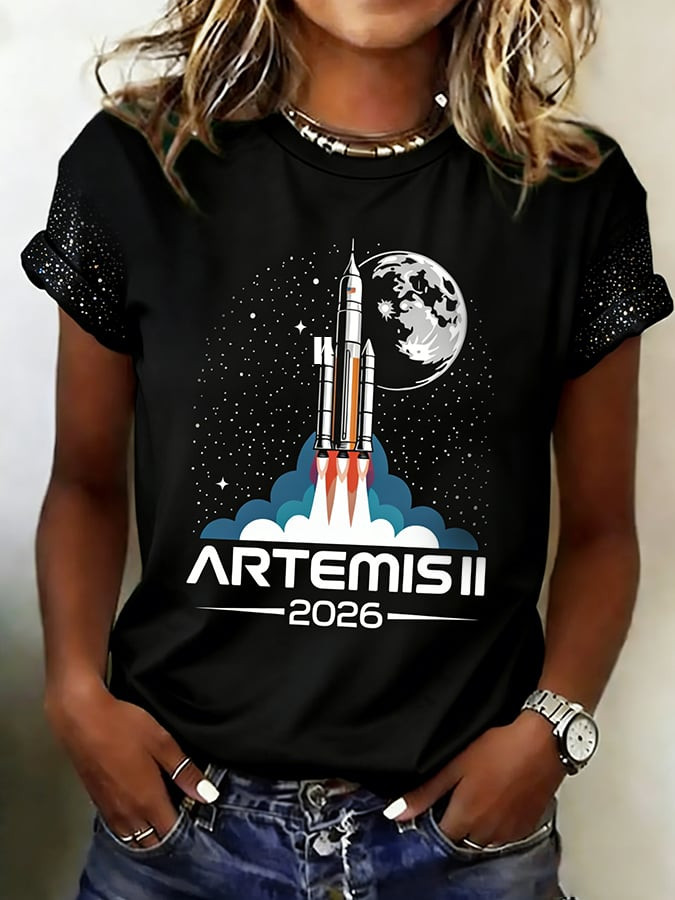 NASA Artemis Word Art T-Shirt SLS Rocket Launch Merch Lunar Mission Gift