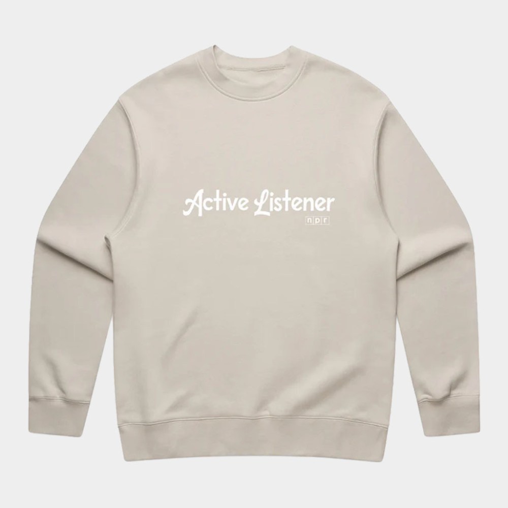 NPR Merch Active Listener Crewneck NPR Sweatshirt Gift Ideas For Husband