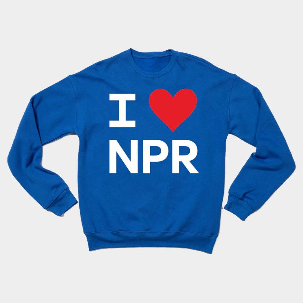 NPR Merch I Heart NPR Crewneck Sweatshirt Birthday Present For Him