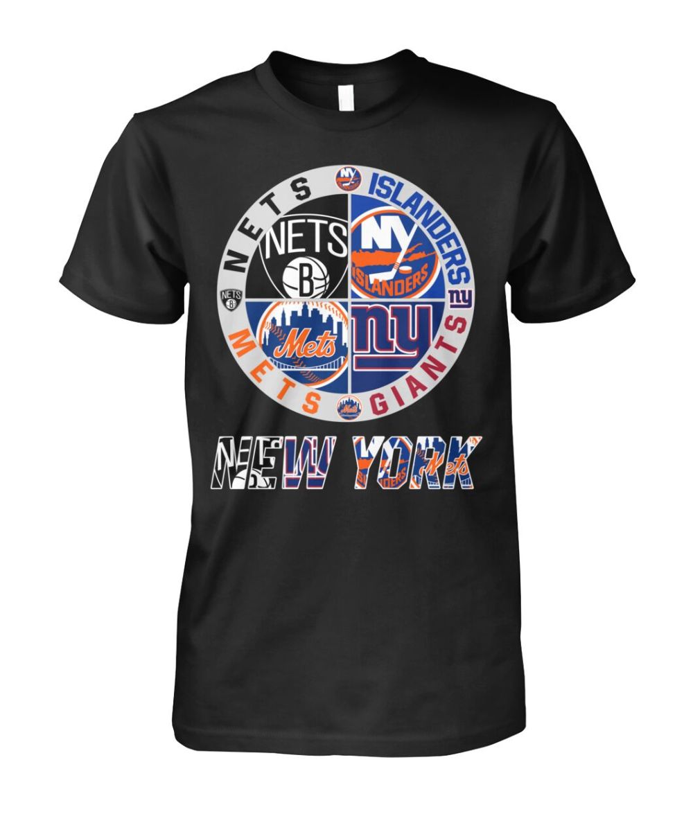Nets Islanders Giants Mets T-Shirt New York Sports Team Mashup Logo Clothing Sport Dad Gift