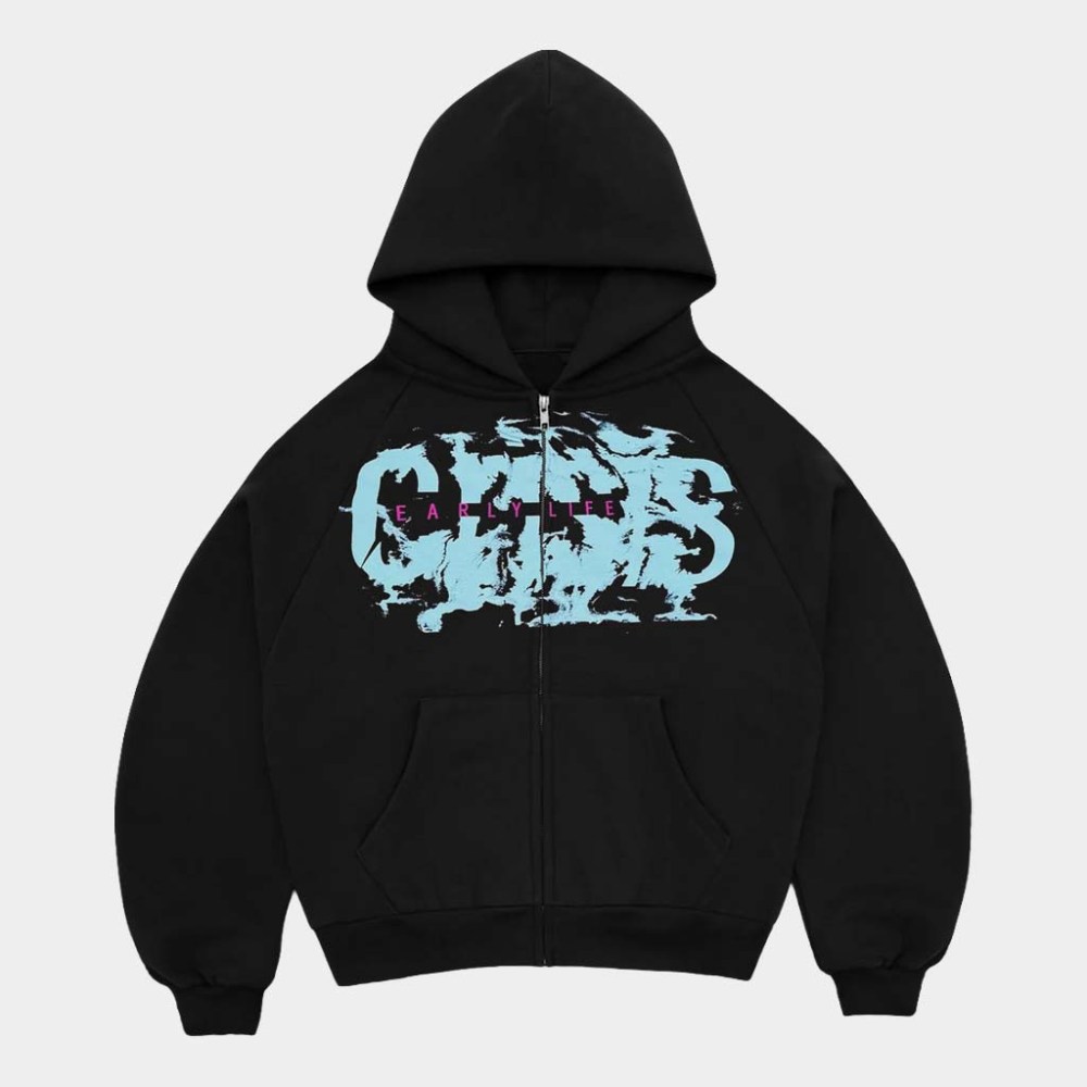 Nettspend Merch Black Crisis Zip Up Hoodie Early Life Hoodie Birthday Gift For Sister