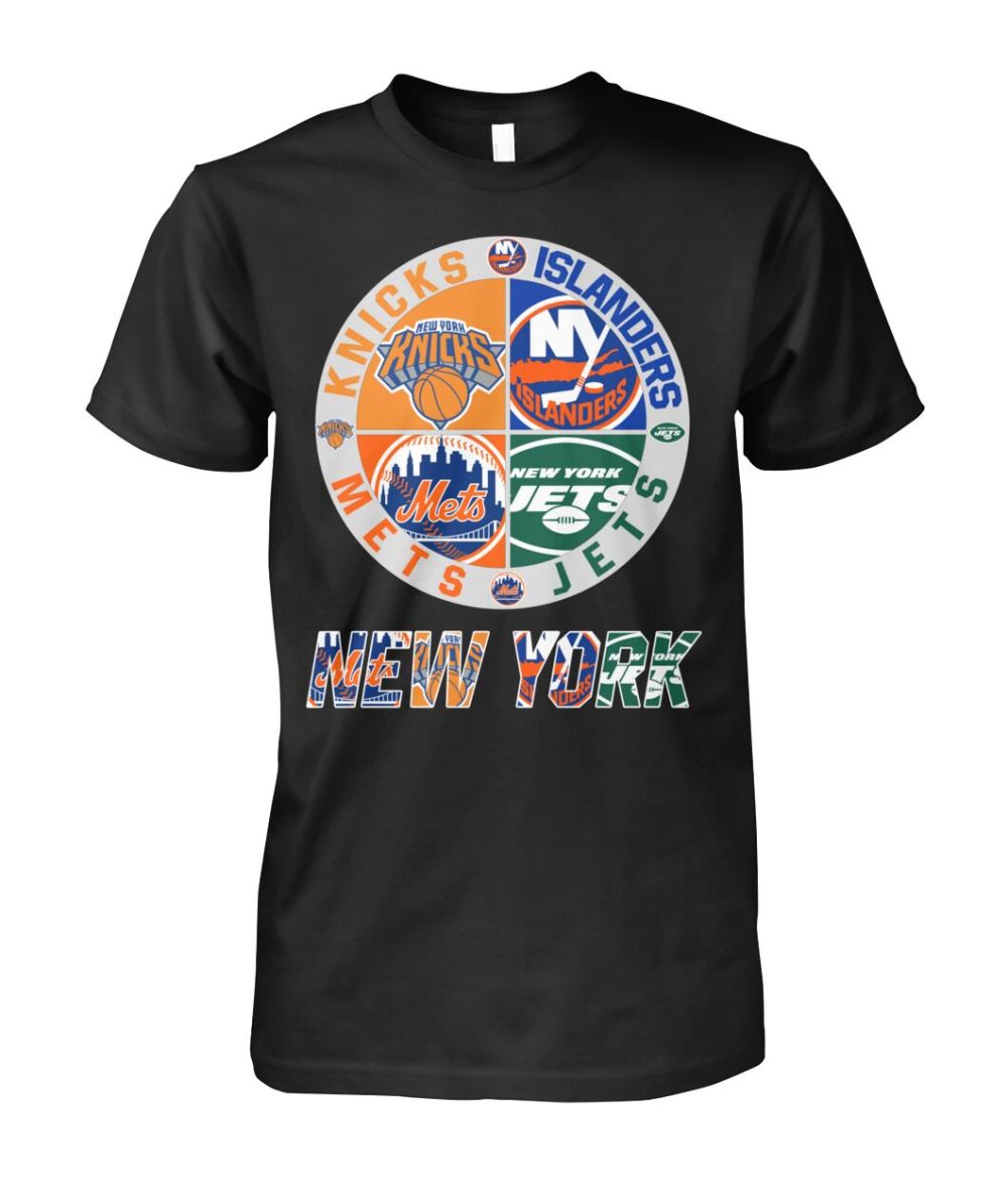New York Sports Team Mashup Logo T-Shirt Knicks Islanders Mets Jets Shirt Game Day Gear
