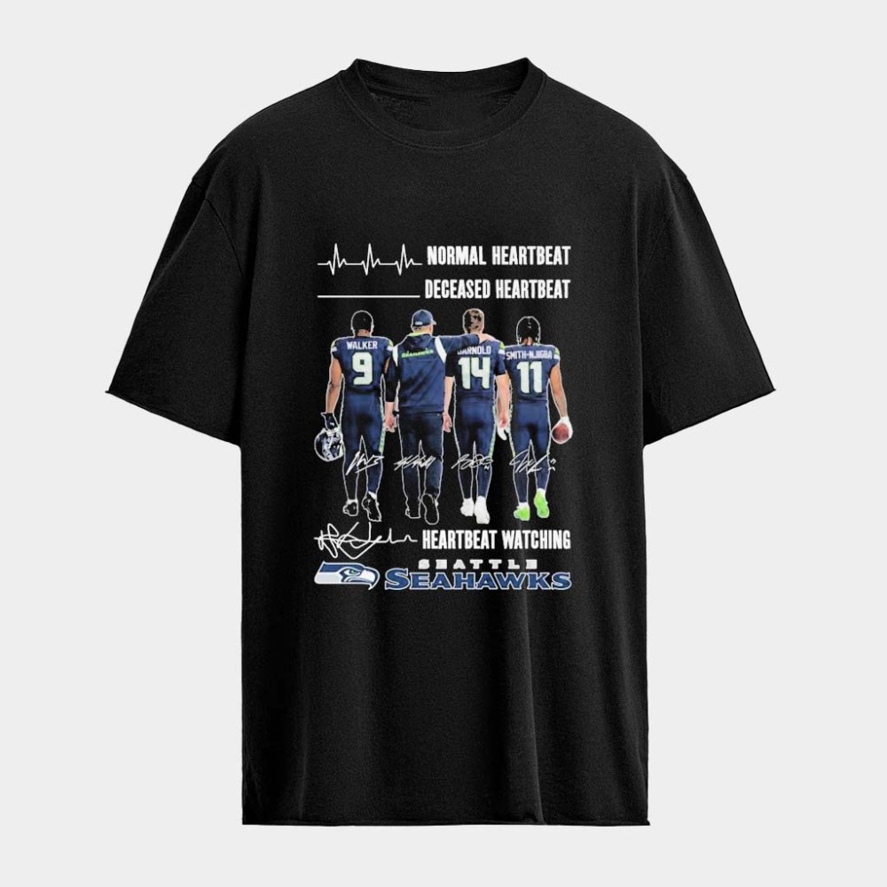 Normal Heartbeat Deceased Heartbeat Heartbeat Watching Seattle Seahawks Signatures T-Shirt