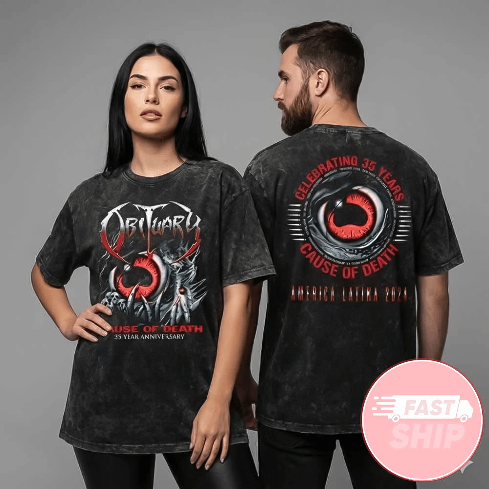 Obituary Latin America Tour 2026 Cause Of Death 35th Anniversary Celebration Washed T-Shirt(1)