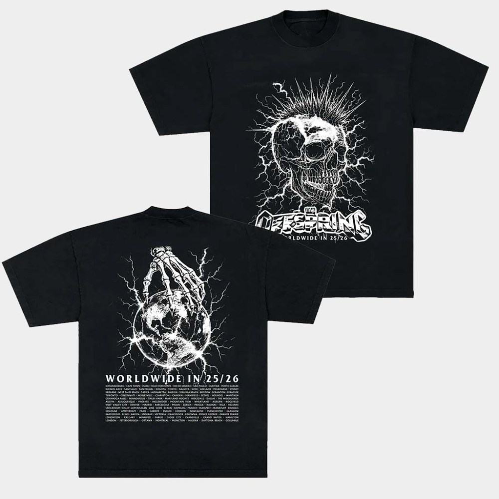 Offspring Merch Mohawk Skull 2026 Tour T-Shirt The Offspring Shirt Gifts For Rock Band Fans