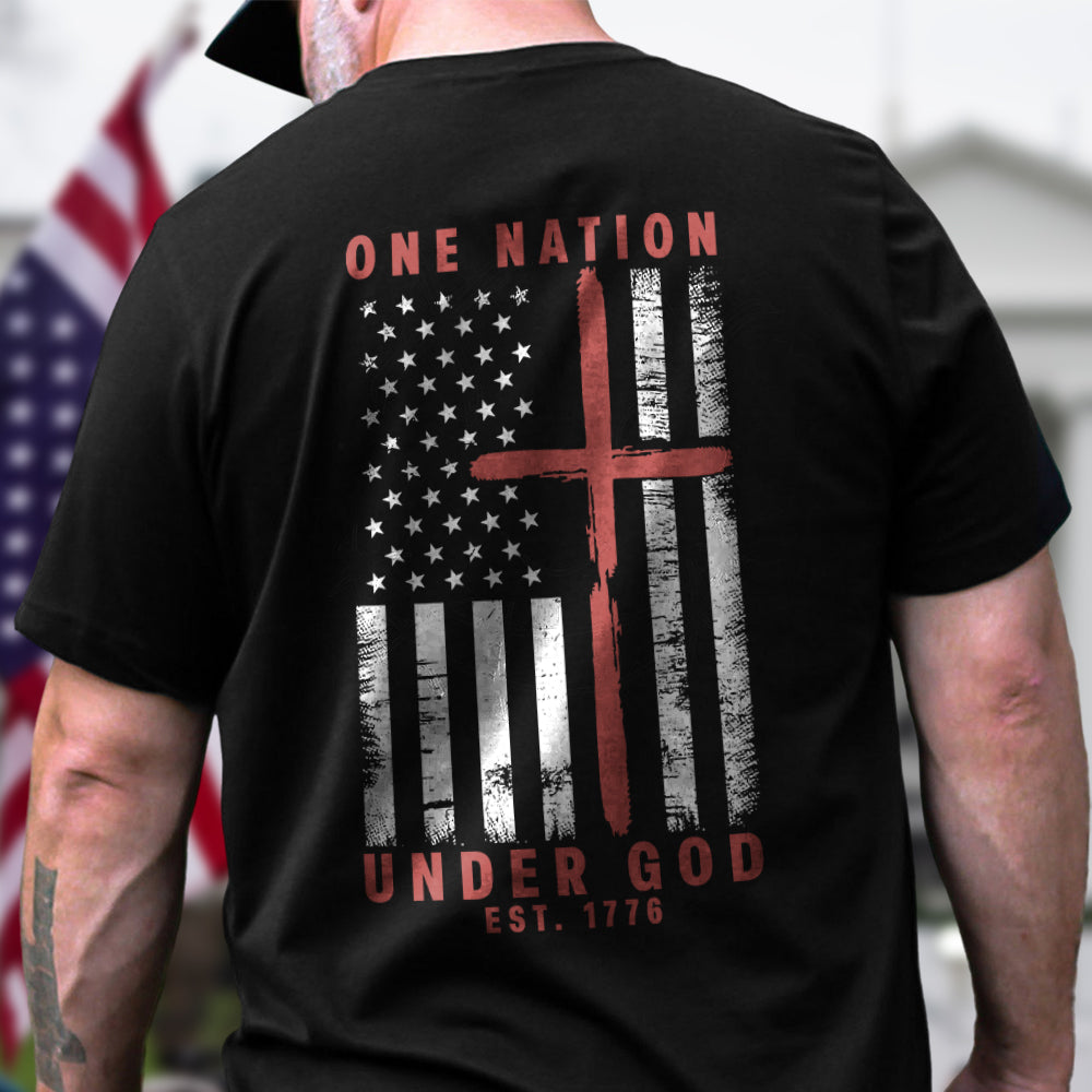 One Nation Under God Est 1776 Backside Shirt America 250 Merchandise Unique Patriotic Gifts