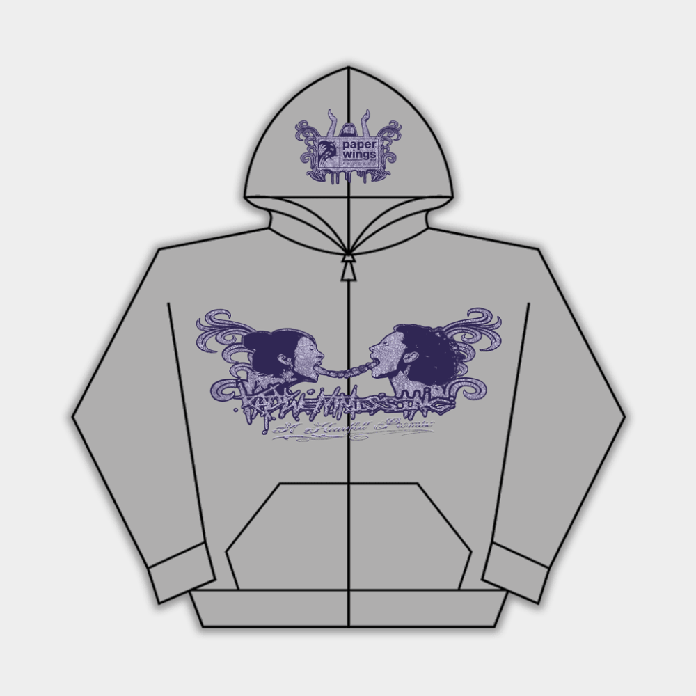 Paper Wings Records Merch Katywentmissing Gray Zip Up Hoodie Gift For Him Her