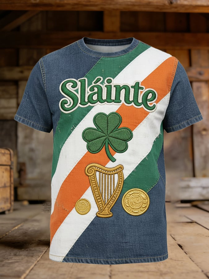 Patrick's Day Lucky Shamrock Season Slainte Irish Short-Sleeved T-Shirt Heritage Gift