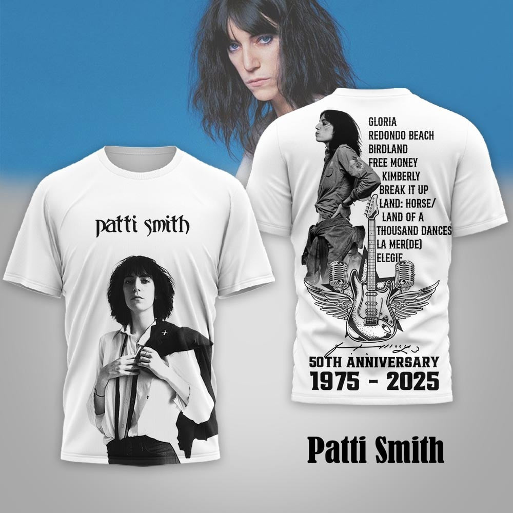 Patti Smith 50th Anniversary 1975 2025 T-Shirt Patti Smith Merch Gifts For Music Fans