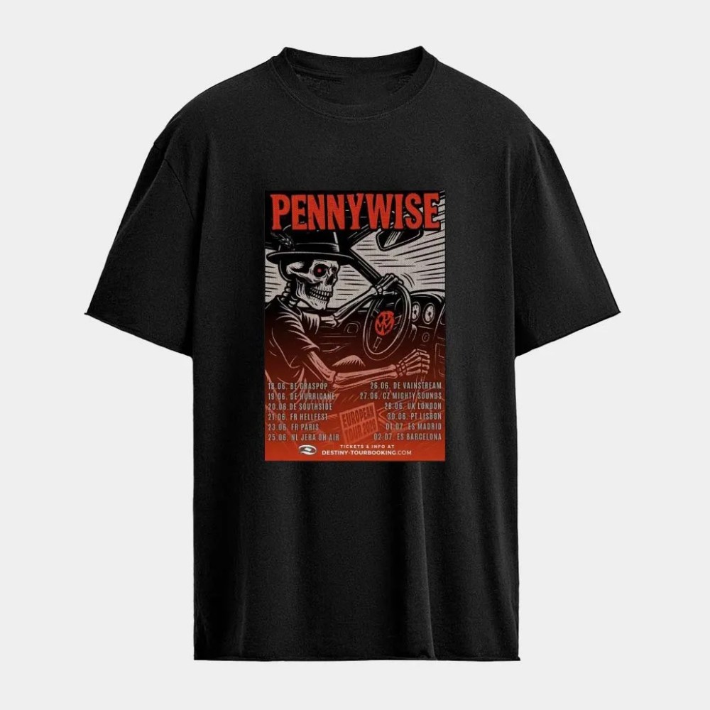 PennyWise UK Tour 2026 Dates Skeleton T-shirt PennyWise Merch Gifts For Brother