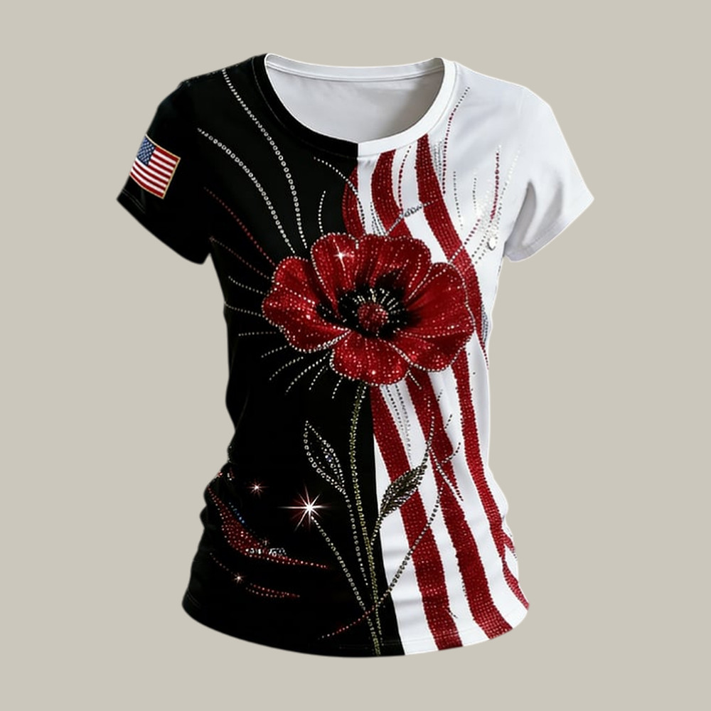 Red Friday Floral T-Shirt American Flag Remember Everyone Deployed Shirt Memorial Day Gift