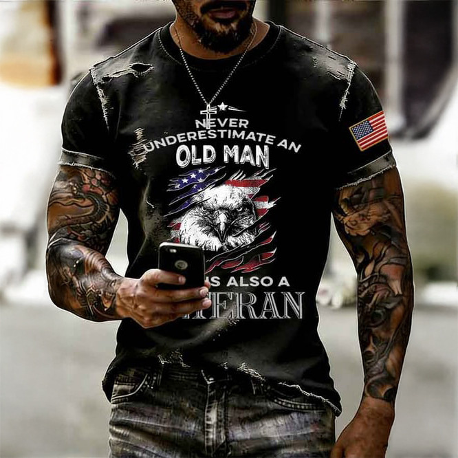 Red Friday Never Underestimate An Old Man Eagle T-Shirt Remember Everyone Deployed Shirt