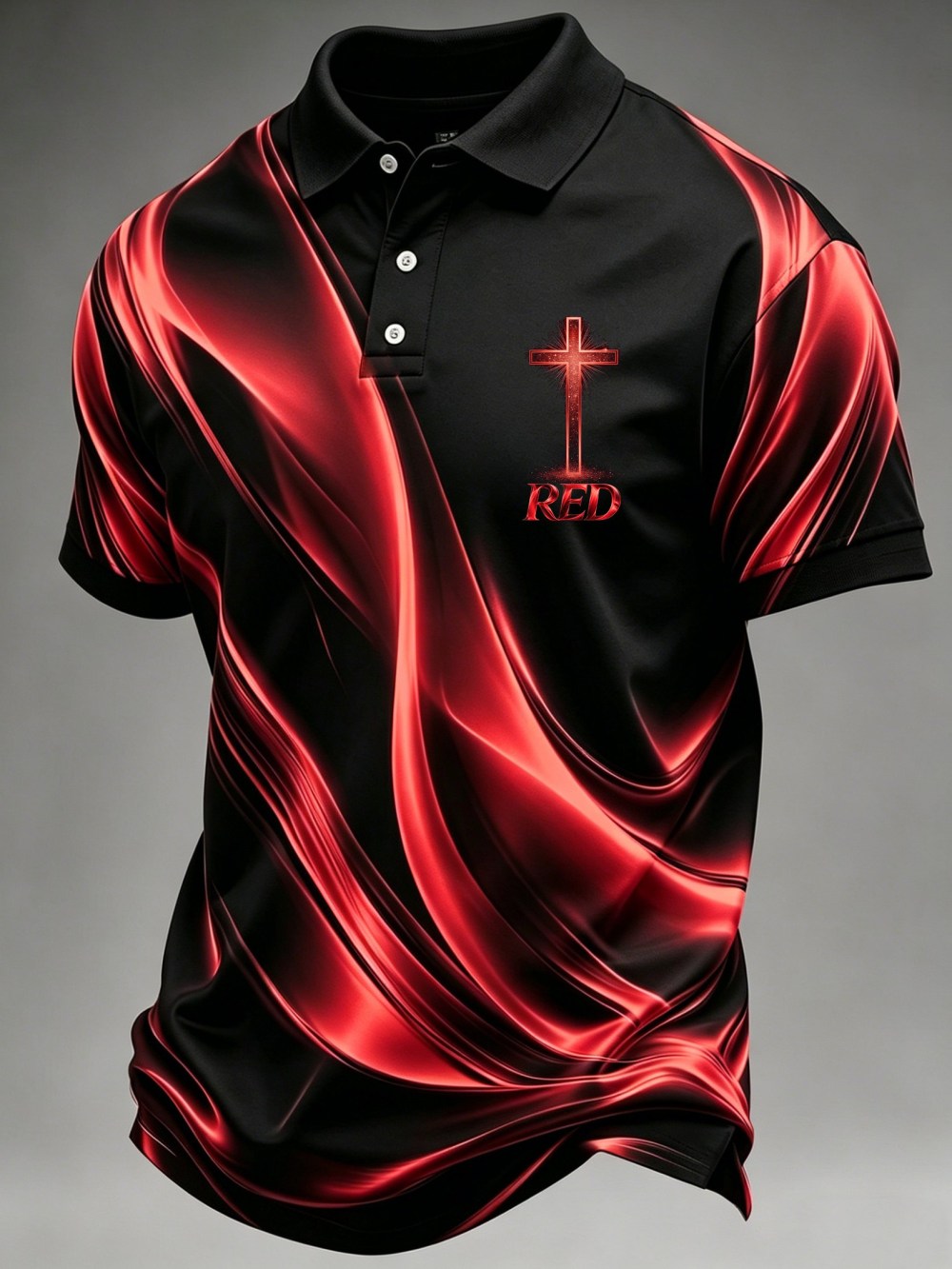 Red Friday Polo Shirt Patriotic Cross Red Abstract Apparel Gift For Brothers