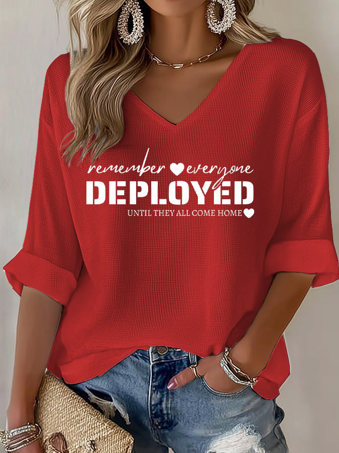 Red Friday V-Neck Long Sleeve Shirt Until They All Come Home Clothing Gift Ideas