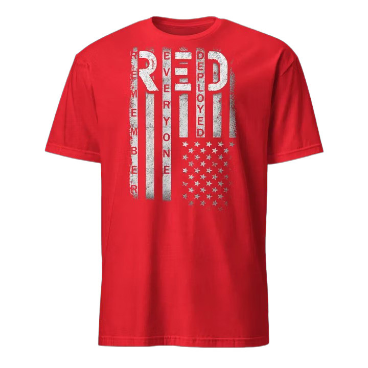 Red Remember Everyone Deployed T-Shirt Vintage USA Flag Clothing Gift For Patriots