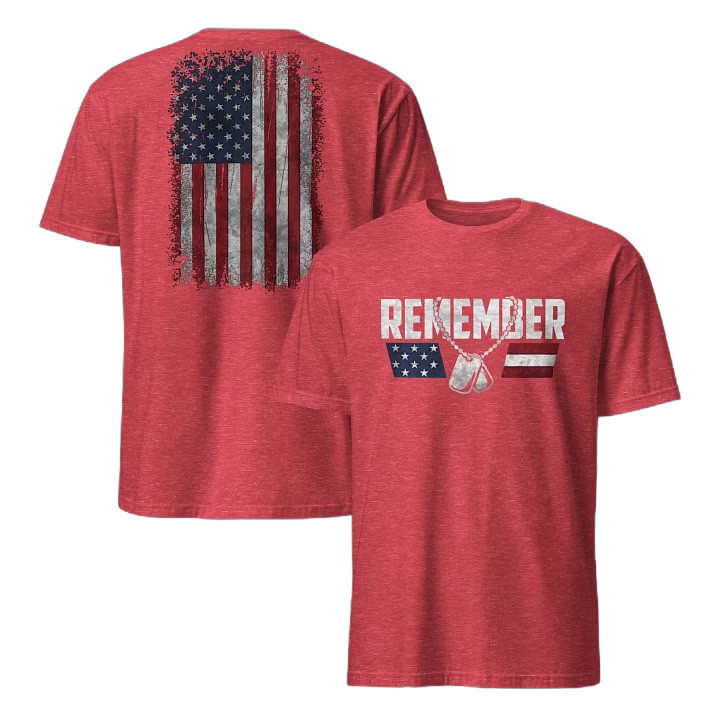 Remember Dog Tags T-Shirt Retro American Military Flag Apparel Gift For Veterans