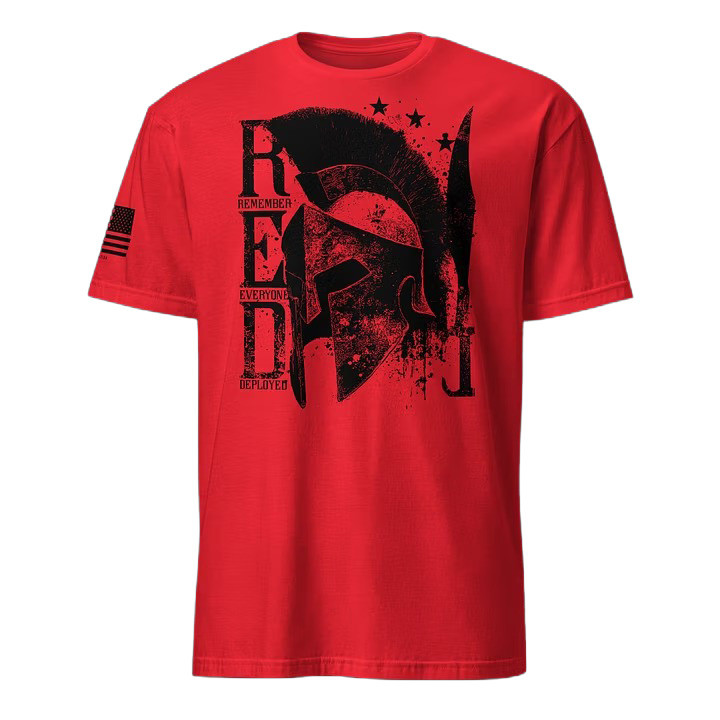 Remember Everyone Deployed Spartan Helmet T-Shirt Military Tribute Apparel Patriotic Gift