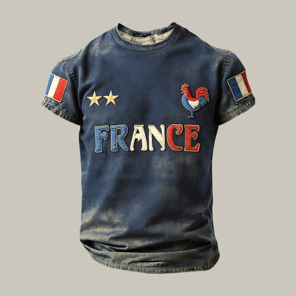 Retro French Rooster Pattern T-Shirt 2026 FIFA World Cup Clothes Gift For Husband