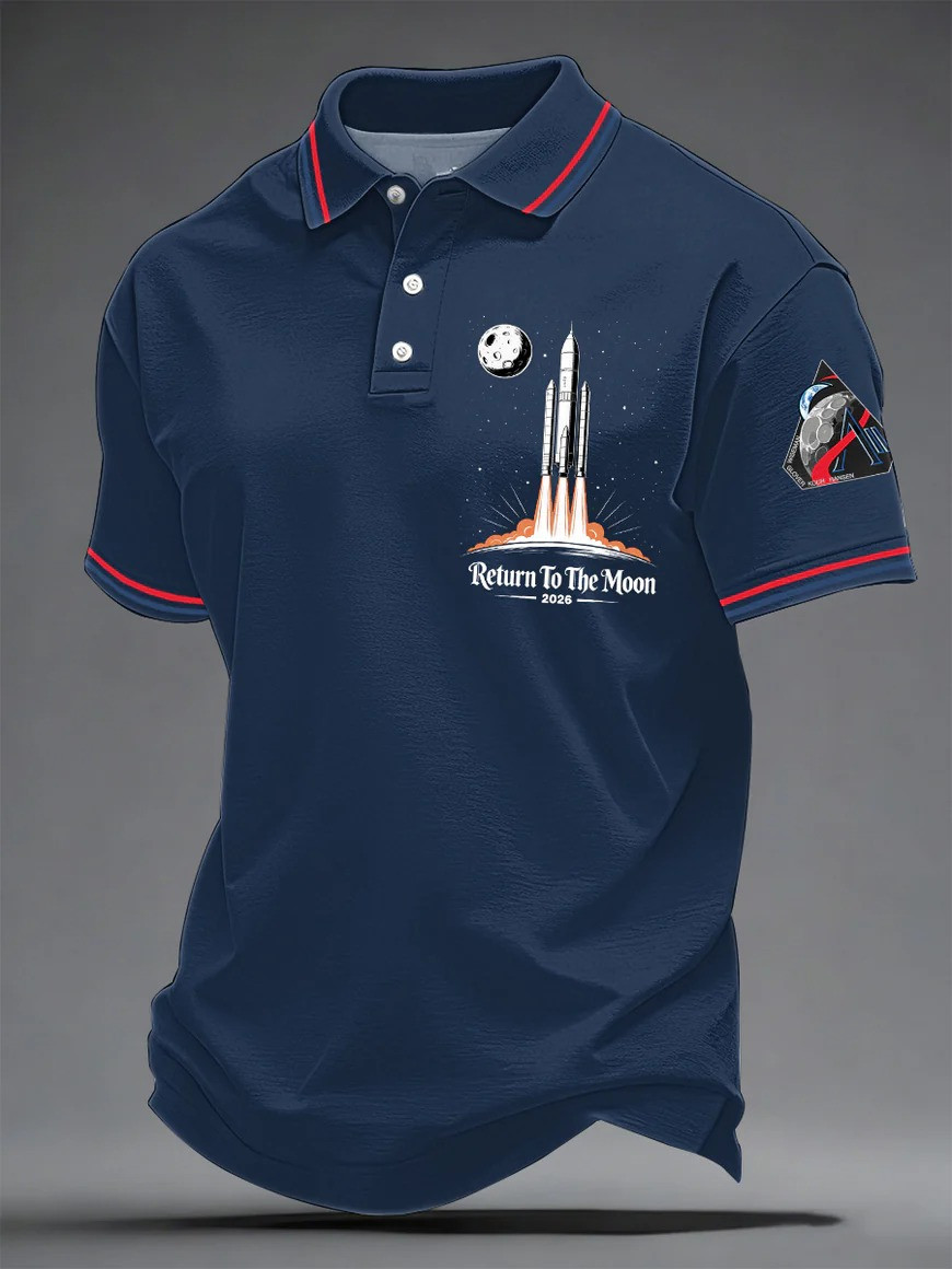 Return To The Moon 2026 Polo Shirt NASA Artemis Moon Mission Merch Gift For Men