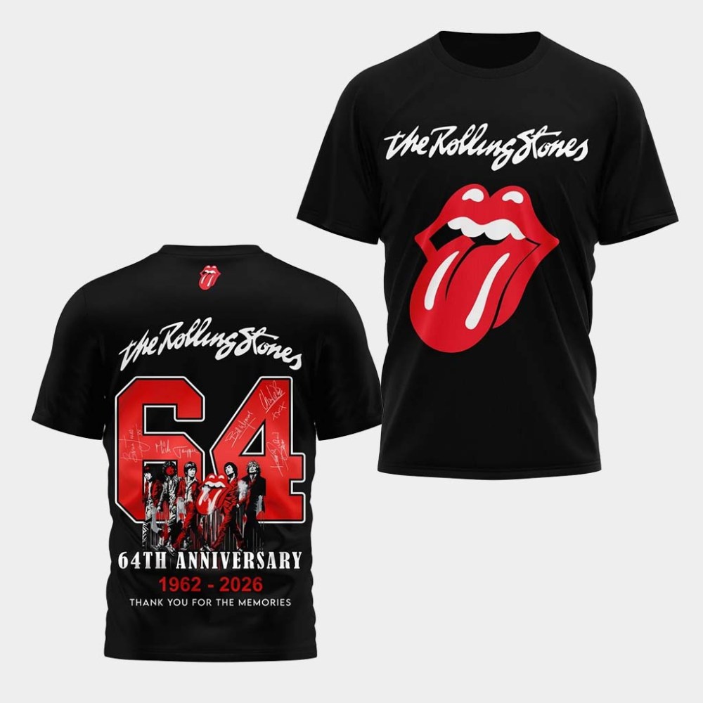 Rolling Stones 64Th Anniversary Tongue Logo Band Shirt Rolling Stones Merch Gifts For Rock Lovers