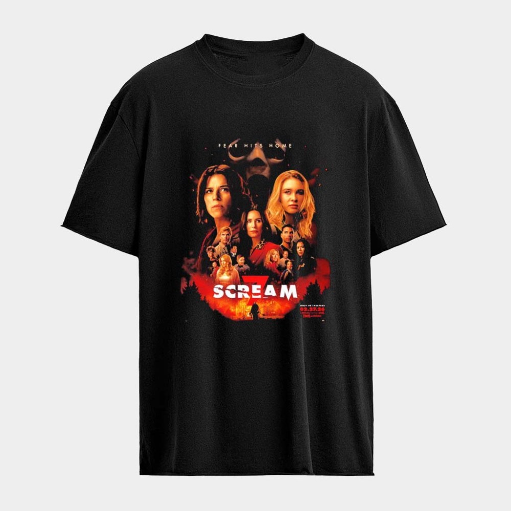 Scream 7 Fear Hits Home Film In Theaters On February 27 2026 T-Shirt Scream Merch