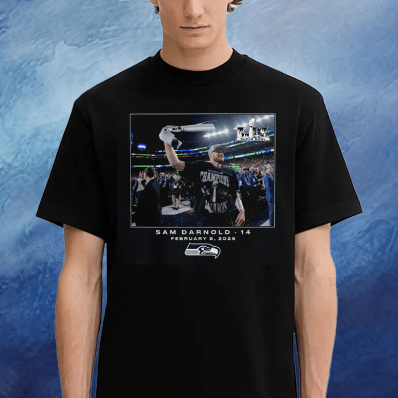 Seattle Seahawks Sam Darnold Flash Features Super Bowl LX T-Shirt Seahawks Super Bowl Merch