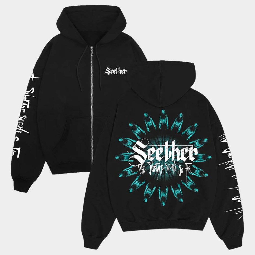 Seether Merch Surface Tour Black Zip Up Hoodie Best Gifts For Rock Band Fans