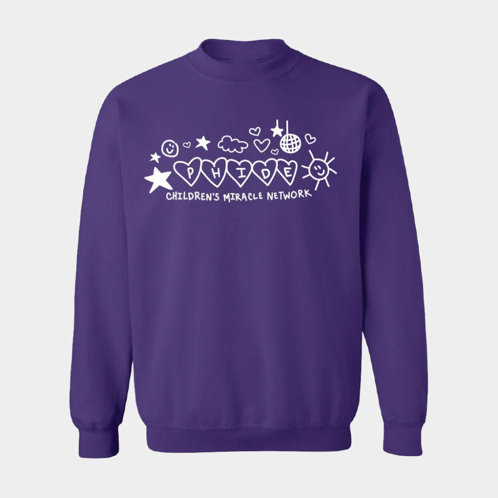 Shop PhiDE Merch Children's Miracle Network Purple Crewneck Sweatshirt Birthday Gift For Son