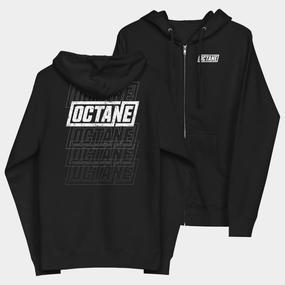 SiriusXM Octane Merch Octane White Logo Zip Hoodie SiriusXM Merch Good Gifts For Him