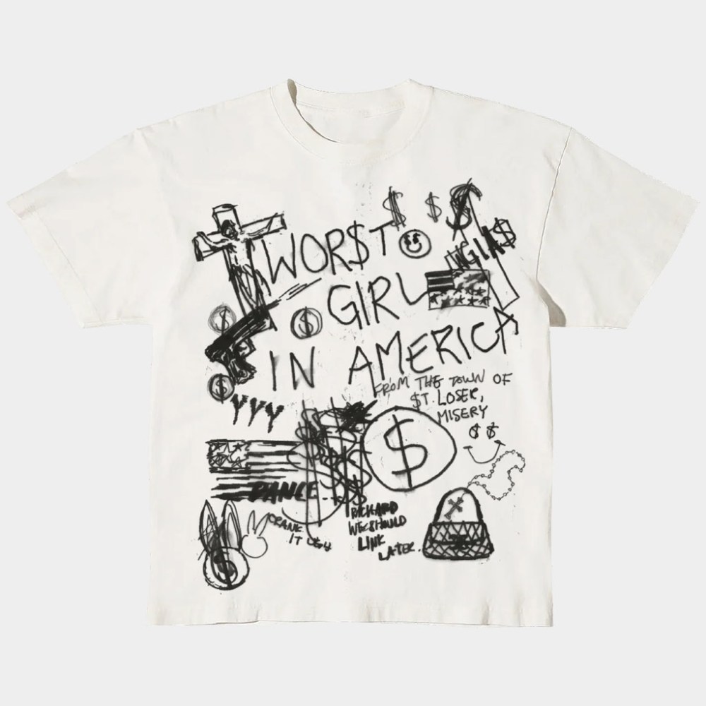 Slayyyter Merch 2026 Sharpie T-Shirt Worst Girl In America Shirts GIfts For Music Fans