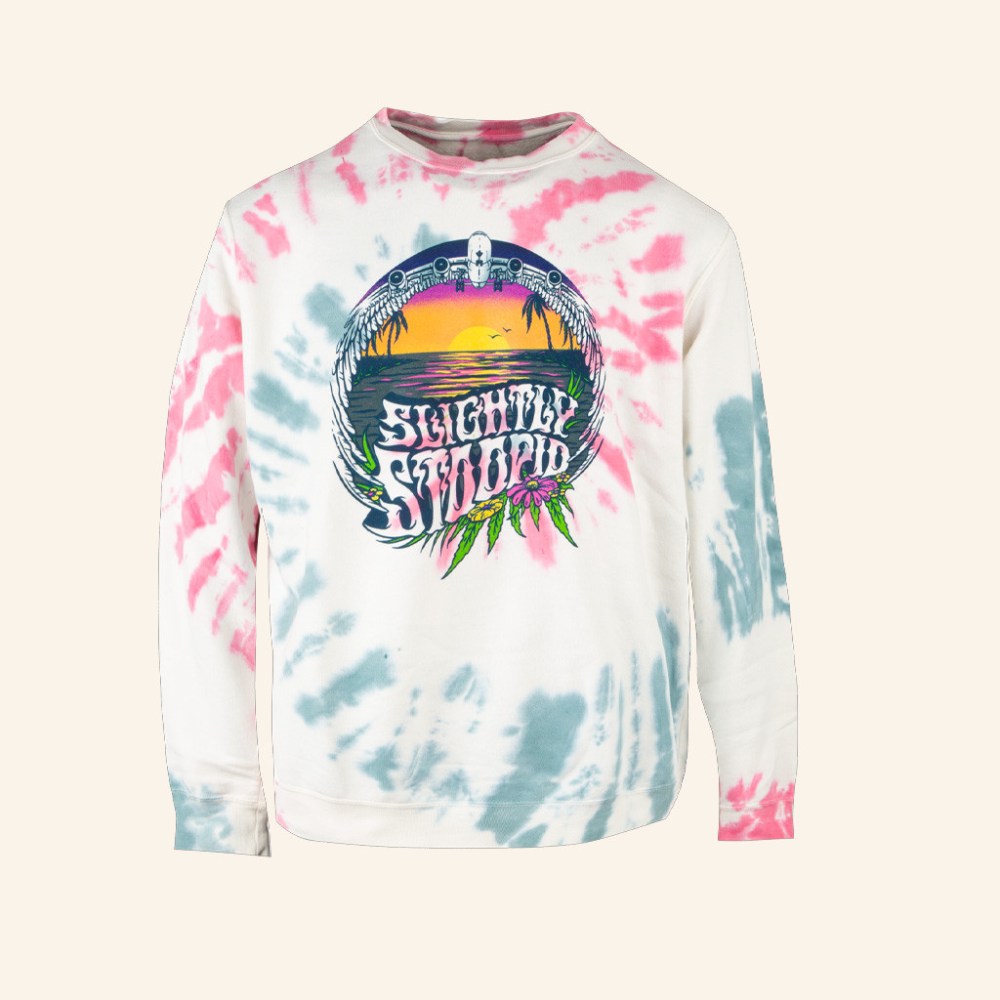 Slightly Stoopid Merch Up On A Plane Ladies Tie Dye Sweatshirt Best Gifts For Girlfriend