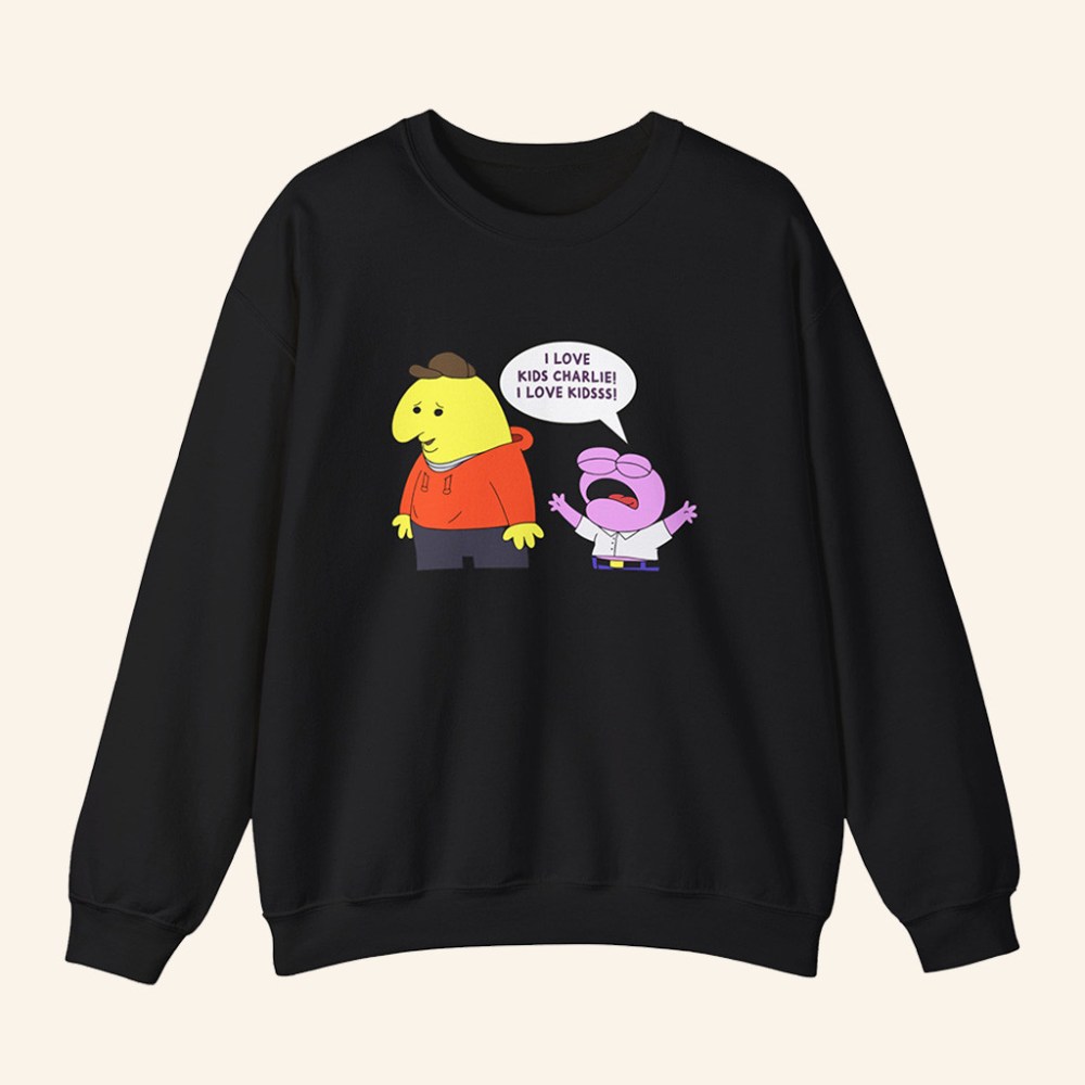 Smiling Friends Merch Smiling Friends I Love Kids Charlie Crewneck Sweatshirt Gifts For Son