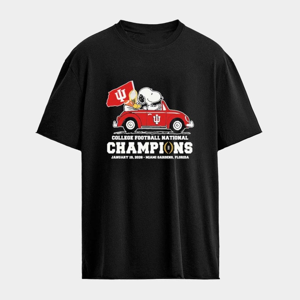 Snoopy And Woodstock X Indiana Football Driving Car College National Champions 2026 T-Shirt