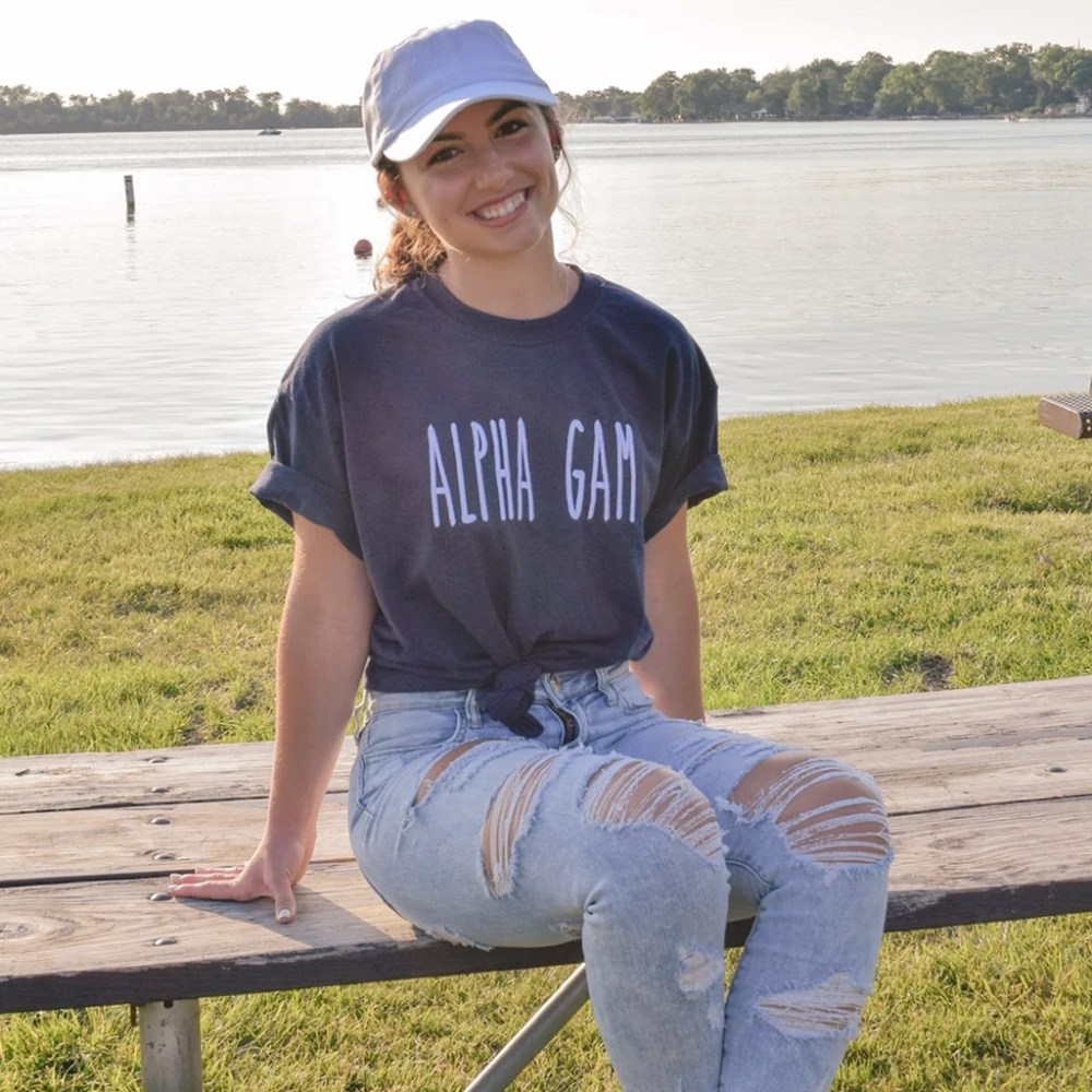 Sorority Merch Alpha Gam T-Shirt Embroidered Sorority Shirt Christmas Gifts For Best Friends